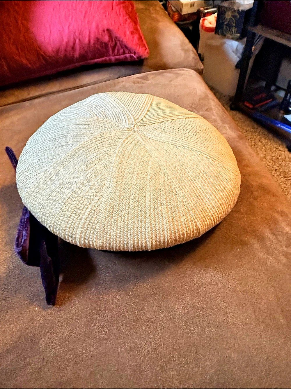 Cream & Purple Statement Hat Like New